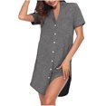 thumbnail image 6 of Besolor Nightgowns for Women Button down Short Sleeve Sleep Shirt V Neck Nightshirt Casual Soft Sleepwear Pajams Dress, 6 of 7