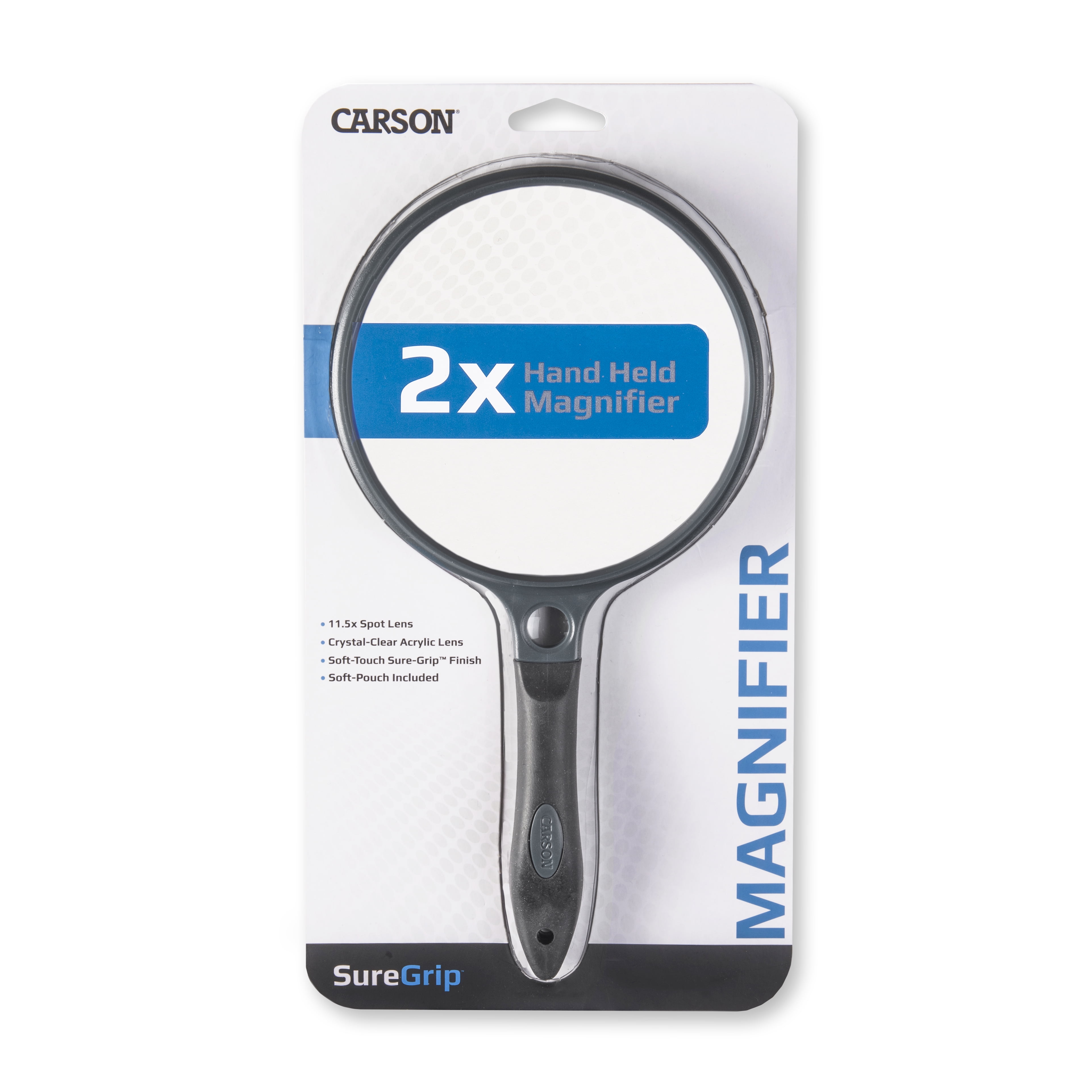 Low Vision Inspection SG-10, SG-12, SG-14, SG-16 Craft and Hobby Magnifiers Carson SureGrip Series Hand Held or Hands Free 2x Power Magnifying Glasses For Reading 