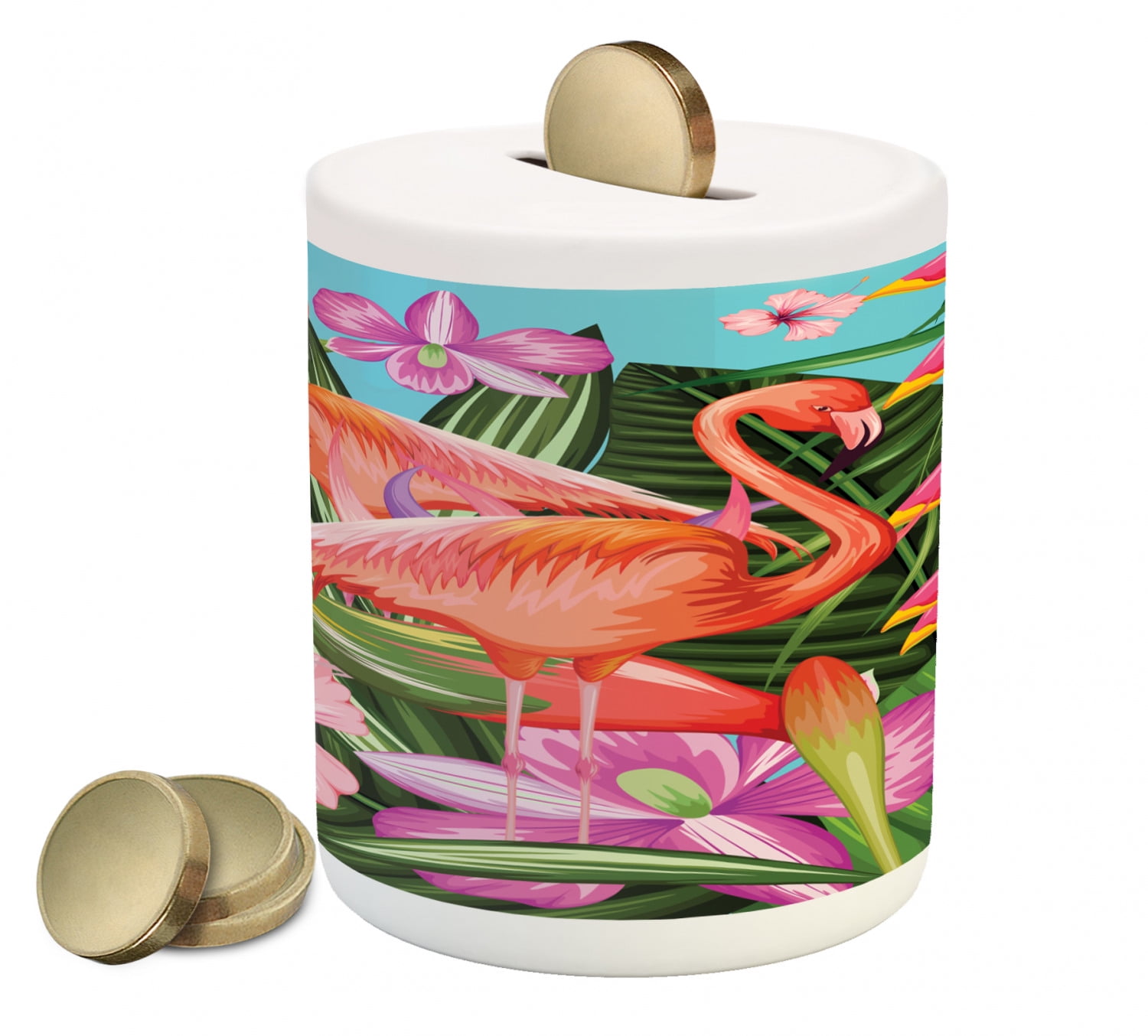Pink Flamingo Resin Piggy Bank Money Box Toy decor Christmas Gift For Girls 