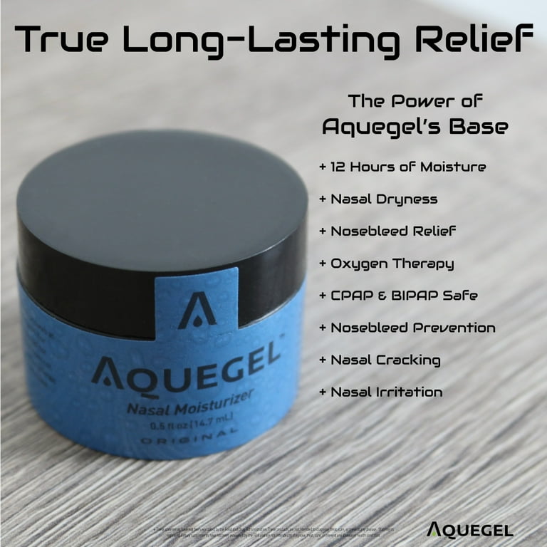 Aquegel Nasal Moisturizer, Water-Based, Non-Medicated, 12-Hour Nasal Gel  for Dry Nose and Nosebleeds