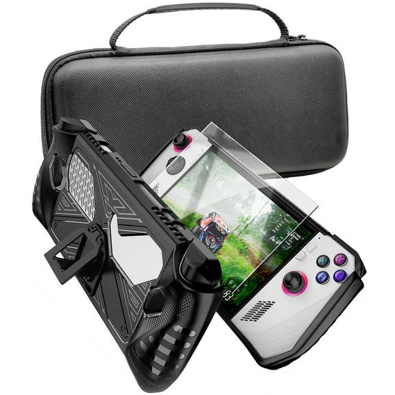Encased EVA A Set for Asus ROG Ally Kickstand Case & Hard Carrying Bag / Glass Screen Protector