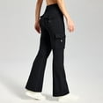 thumbnail image 2 of MASKERT Women's Fleece Lined Flare Pants, High Waisted Stretch Casual Pants, Water Resistant Warm Pants with 4 Pockets for Outdoor Travel and Daily Wear, 2 of 9