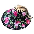 thumbnail image 4 of Wxqbjtam 2 in 1 Bamboo Fan Foldable Sun Hat Floral Sunscreen Cap Portable Multifunctional black peony, 4 of 9