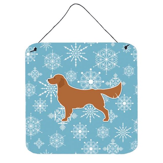 Winter Snowflake Golden Retriever Wall or Door Hanging Prints