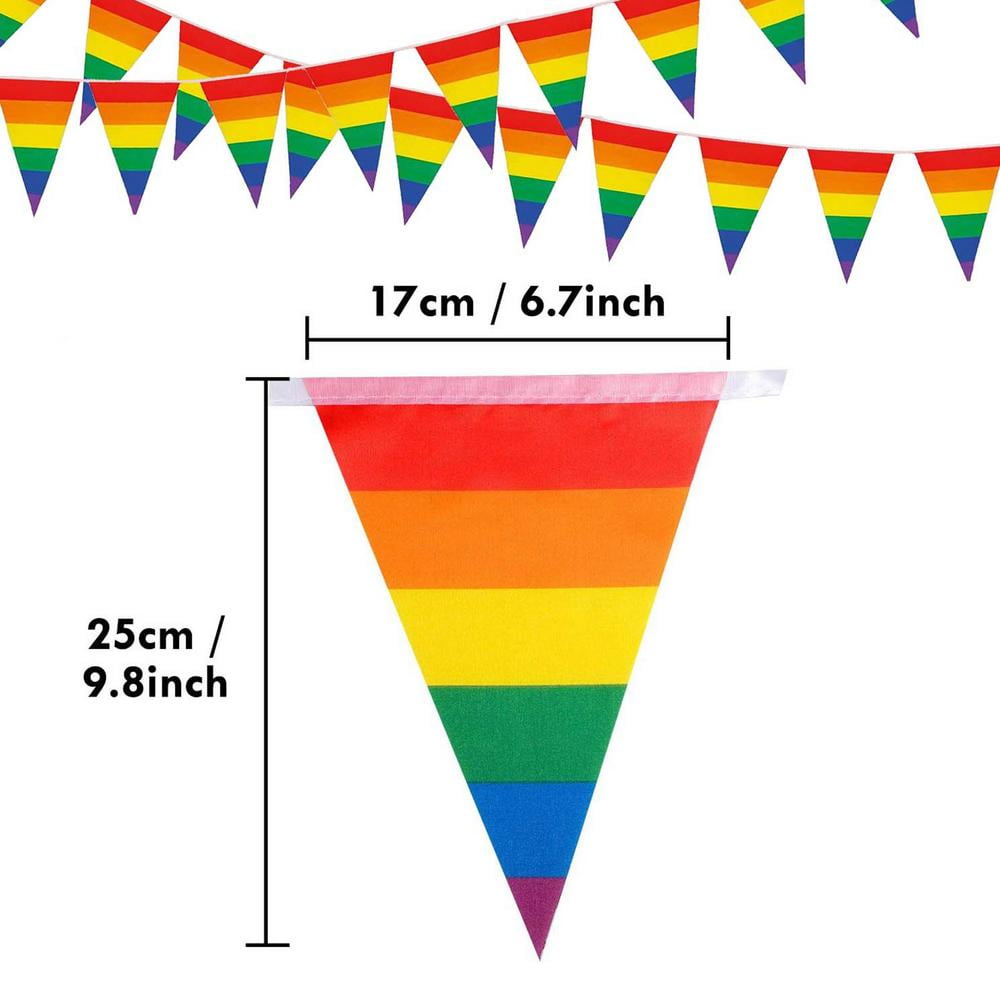 Party Banner Bunting Rainbow Stripes Bright Gay Pride Carnival Home Decor CO 