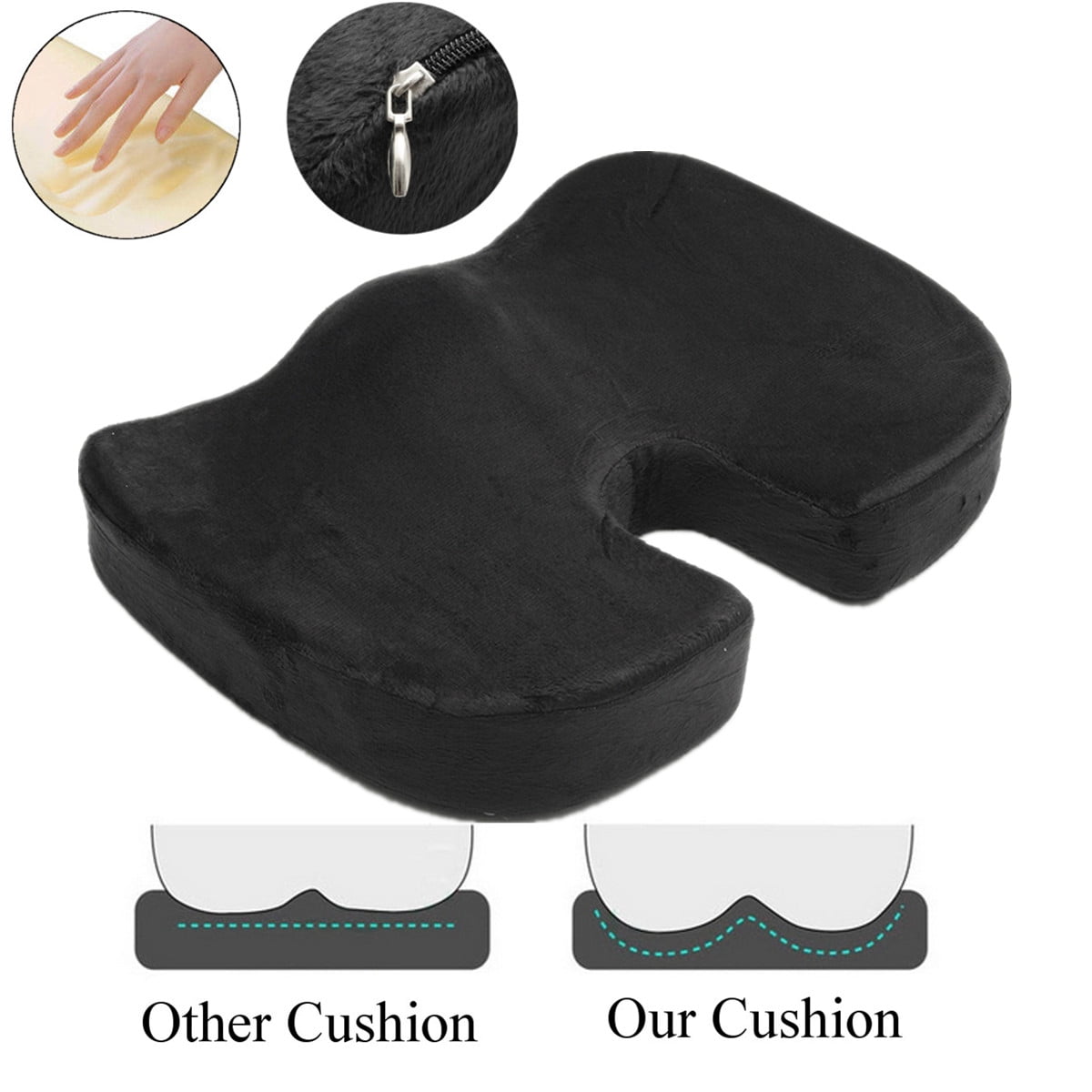 Memory Foam Seat Cushion Coccyx Pillow 