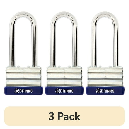 (3 pack) Brinks Laminated Steel 44mm Keyed Padlock with 2 1/2in Shackle