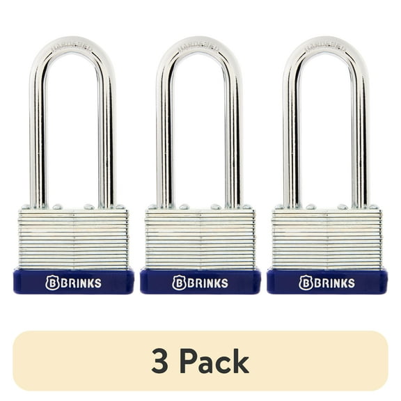 (3 pack) Brinks Laminated Steel 44mm Keyed Padlock with 2 1/2in Shackle