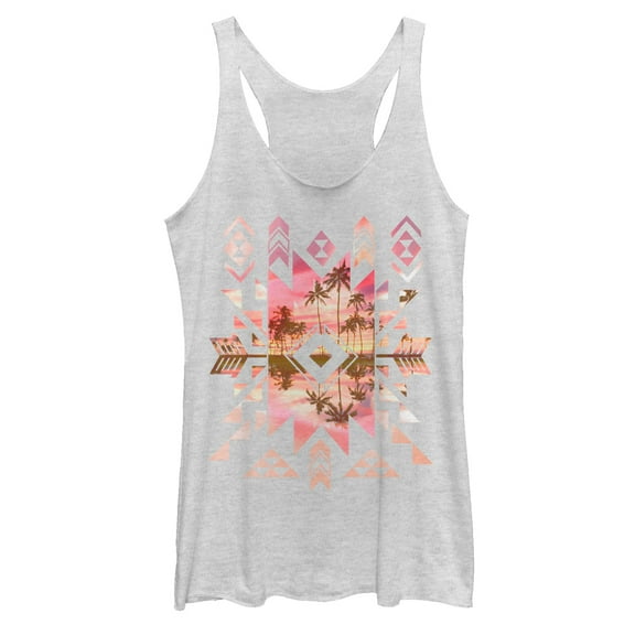 Women's Lost Gods  Print Sunset  Racerback Tank Top White Heather Small