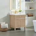 thumbnail image 3 of Cerrito 30" Natural Oak Wood Vanity Engineered Stone Integrated Sink no Mirror, 3 of 19