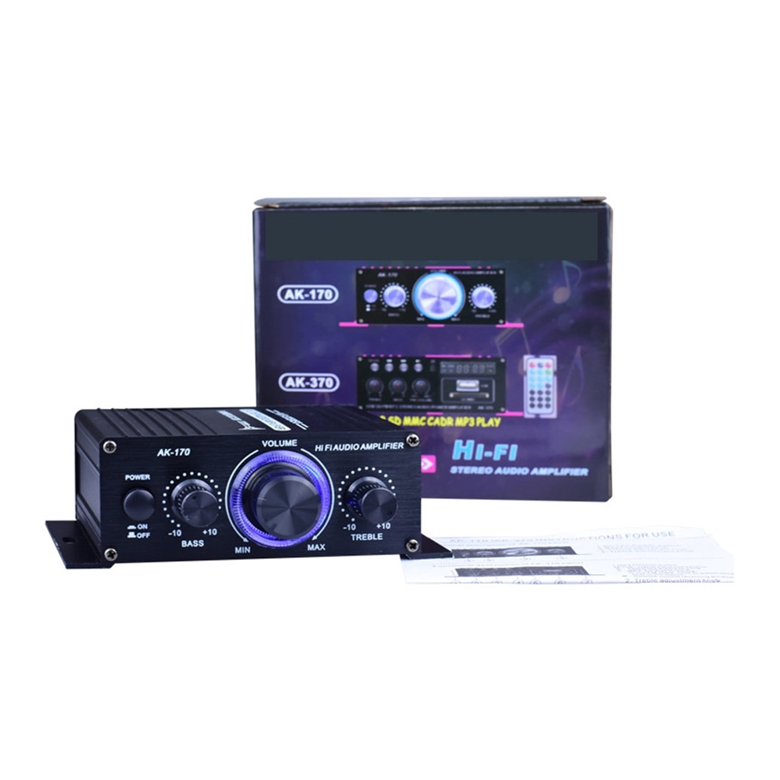 Mini HiFi Amplifier 12V 2.0CH Stereo Amp 20Wx2 with Bass Treble Control for Car Home Speakers ,Bass & Treble Control
