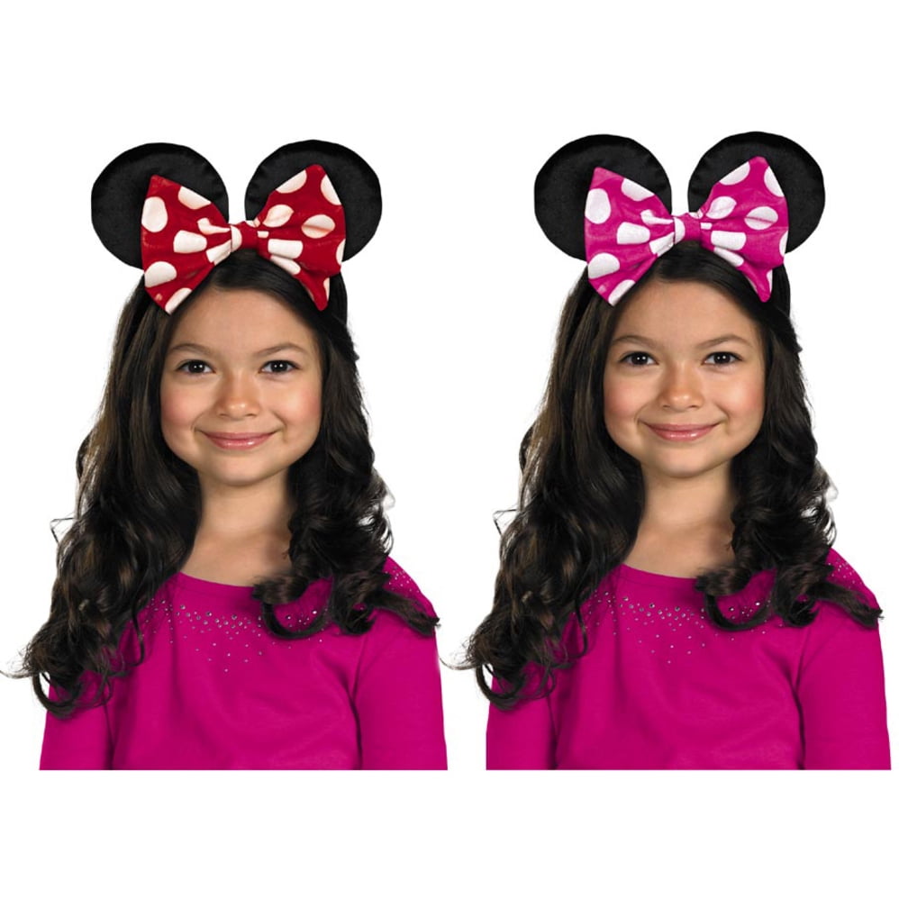 6 Lot Pink Minnie & Mickey Mouse w/ Bow Ears Headband Princess Colors Birthday 