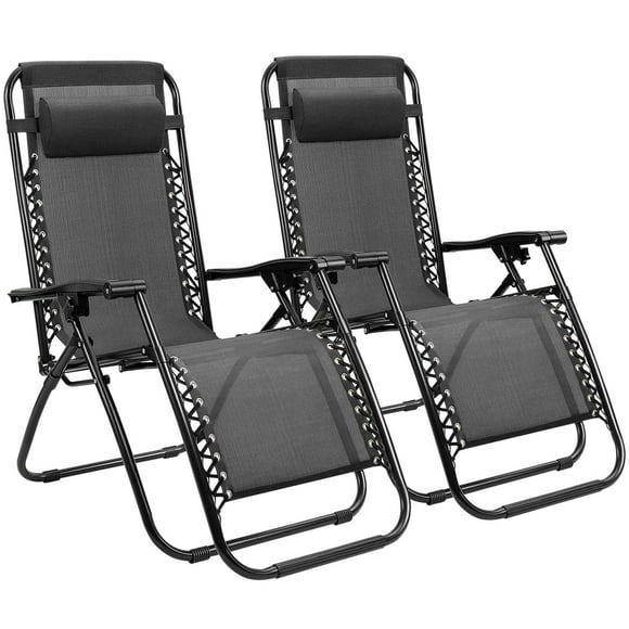 Homall Patio Foldable Zero Gravity Chair, Textilene Fabric Adjustable Outdoor Recliner,Portable Lounge Chair, Pack of 2, Black
