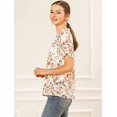 thumbnail image 4 of Allegra K Blouse Women's Size XL Floral Ruffled Short Sleeve Mock Neck, 4 of 5