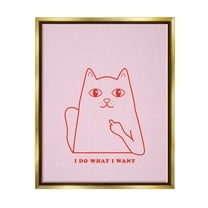 Stupell Industries Do What I Want Cat Animals & Insects Painting Gold Floater Framed Canvas Art Print Wall Art, 25 x 31