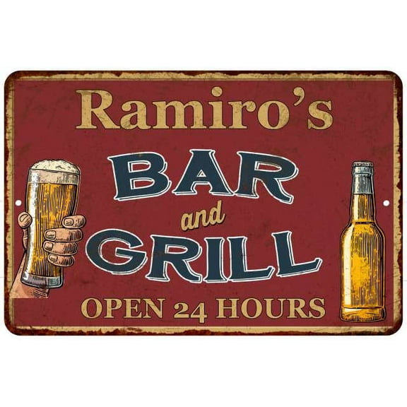 Ramiro's Red Bar and Grill Rustic Sign Decor 8x12 208120045543