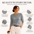 thumbnail image 4 of QUALFORT Women’s Crew Neck Pullover Sweater, Soft Lightweight Long Sleeve Knit Top, Solid Color Casual Sweater, Gray L, 4 of 7