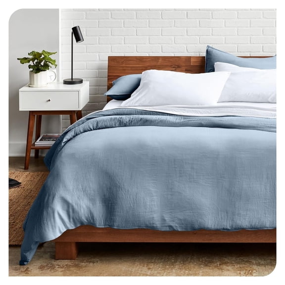 Drevy Sandwashed Bedding Duvet Cover Oversized Queen Size - Premium 1800 Collection Duvet Set - Cooling Duvet Cover - Super Soft Duvet Covers (Oversized Queen, Sandwashed Dusty Blue)