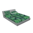 thumbnail image 2 of Ambesonne Leaf Fitted Sheet & Pillow Sham Set, Watercolored Forest Leaves, King, Forest Green Dark Green, 2 of 2