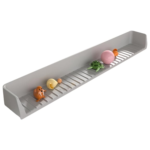 Longer Splash Guard for Bathtub Kids, Silicone Water Splash Guard, Toy Tray Holder for Tub, Bathtub Splash Guard Grey