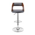 thumbnail image 2 of Armen Living Indoor Itzan Adjustable Swivel Gray Faux Leather and Black Wood Bar Stool with Black Base, 2 of 13
