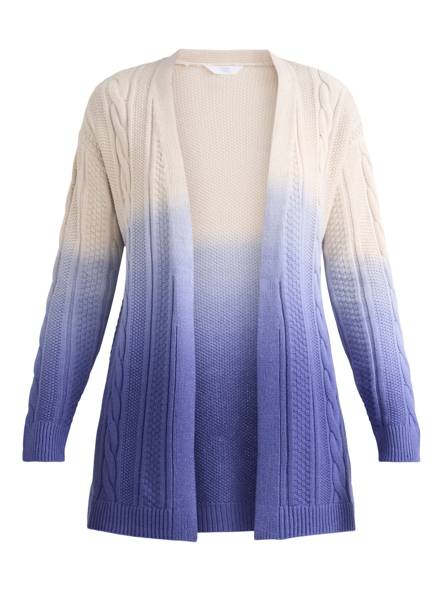Time and Tru Women's Dip Dye Cardigan Sweater, Midweight, Sizes XS-XXXL