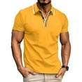 thumbnail image 2 of Men Striped Lapel Shirt Short Sleeve T Shirt Casual Loose Top Summer Button Tee, 2 of 10