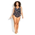 thumbnail image 3 of Avenue NAVY FLORAL V Tiered Print Tankini Swim Top, US 16, 3 of 4
