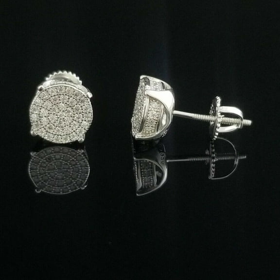 Attractive Men's Cluster Stud Earrings 2Ct Round Cut VVS1 Diamond 14K White Gold Finish 925 Silver