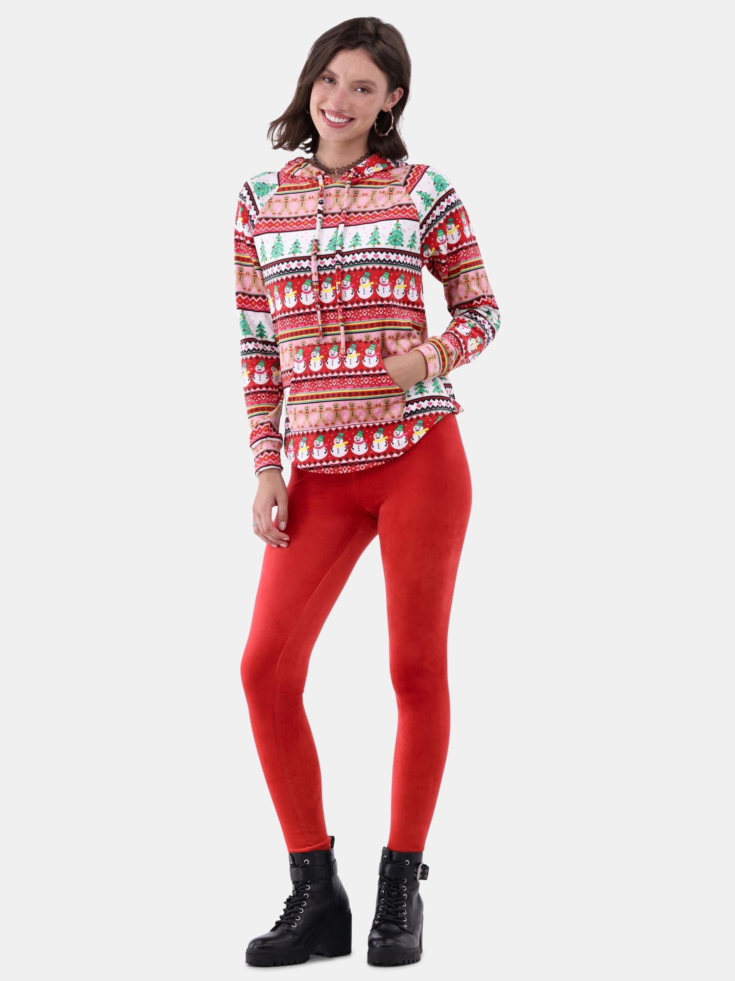No Boundaries Plush Christmas Pullover Hoodie, Women's