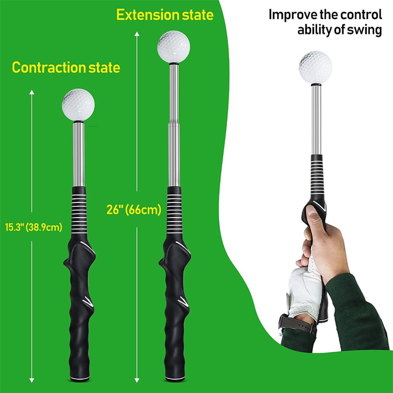 Retractable Golf Swing Trainer with Rhythm Click Sound - Grip Trainer Attachment for Strength & Tempo, Ideal for Chipping and Hitting - Golf Accessories for Men