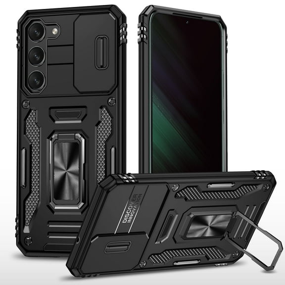 Allytech Shockproof Case for Samsung Galaxy S24 FE with Lens Protector & Stand, Military Grade Protective Bumper Anti-Scratch Lightweight Phone Case for Galaxy S24 FE, Black