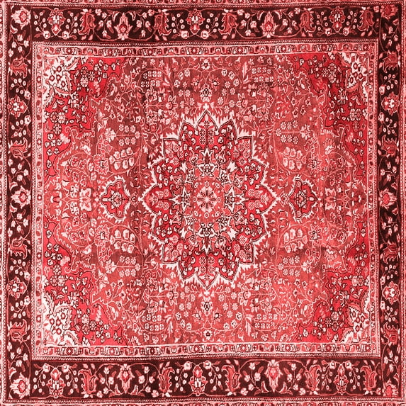 Ahgly Company Indoor Square Medallion Red Traditional Area Rugs, 8' Square