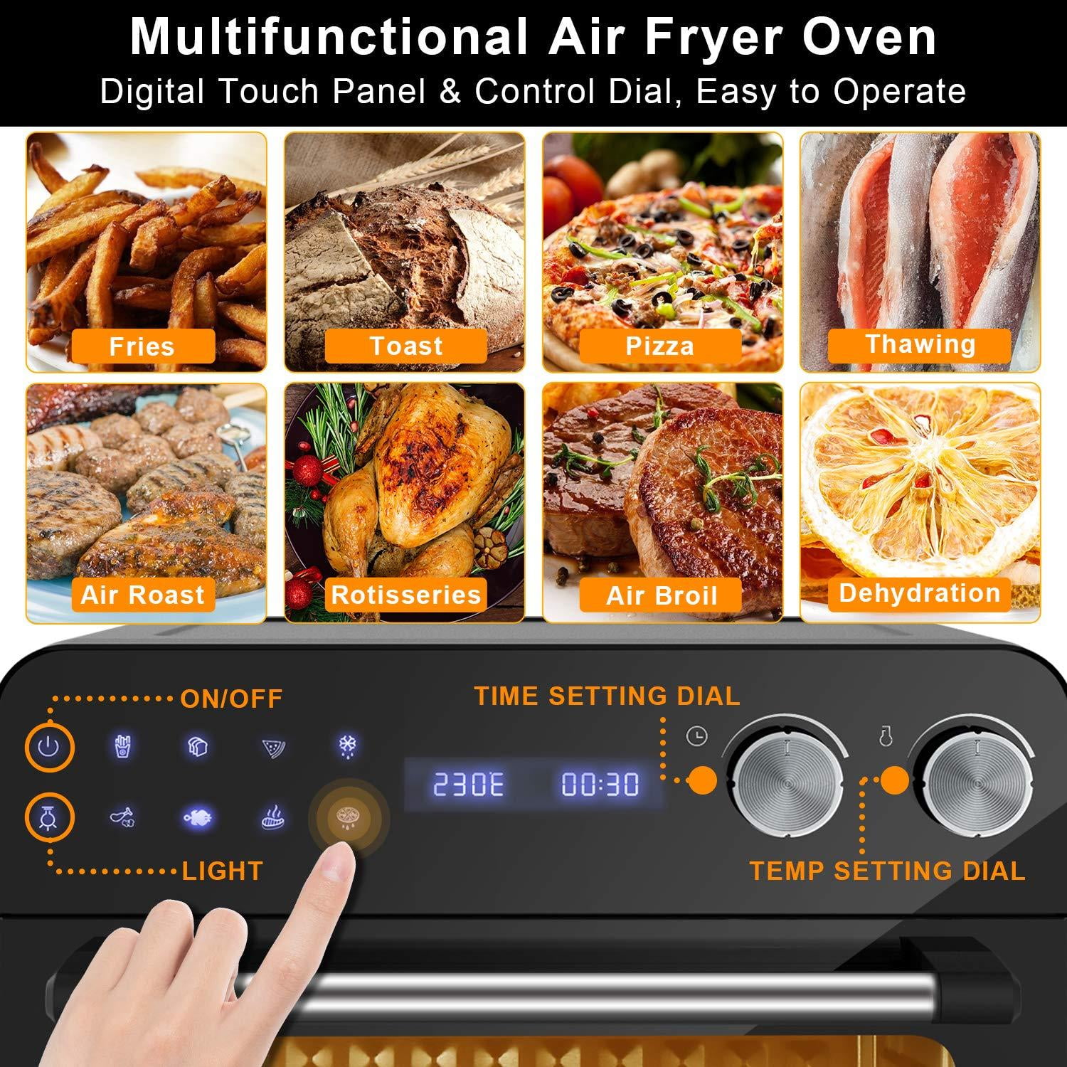 Moosoo Air Fryer, 24.3 Quart Air Fryer Oven, Stainless Steel Body