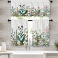 thumbnail image 1 of Botanical Kitchen Curtains Herbs and Wildflowers Window Curtains Valance and Tier Set 36 Inch, Spring Rod Pocket Short Tier Curtain for Bathroom, Floral Small Cafe Curtains for Kitchen Decor, 1 of 1
