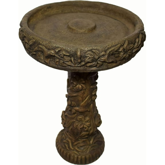 Solid Rock Stoneworks Hummingbird Birdbath - 27" h x 20" Diameter - Espresso