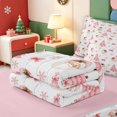 thumbnail image 5 of Manfei Snowy Xmas Pink Christmas Zipper Twin Comforter Sets with Fitted Sheet and 2 Pillowcases,Winter Holiday Zipper Bedding Set,Pink Reversible,4 Pieces, 5 of 7