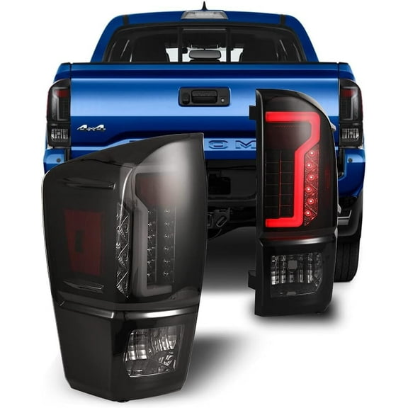 1 Pair LED Tail Lights Compatible with 2016-2023 Toyota Tacoma,Tail Lamps Replacement,Black Matte Smoked Lens
