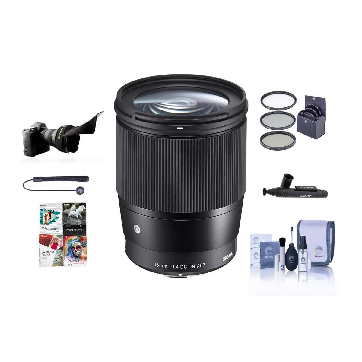 Sigma 16mm f/1.4 DC DN Contemporary Lens for Sony E - Bundle with Free  Accessories & PC Software Suite