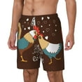 thumbnail image 2 of Uemuo Rooster And Chicken Pattern Mens Swim Trunks Quick Dry Board Shorts with Mesh Lining, Stretch Beach Shorts Quick Dry No-Chafing Board Shorts-Large, 2 of 9