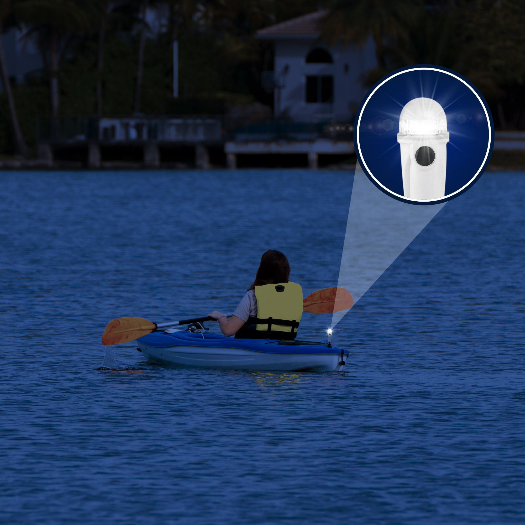 Five Oceans Kayak Lights - Stern Lights for Boats, Anchor Light, 15-inch, Battery-Powered LED Kayak Lights for Night Kayaking with Suction Cup for Small Boat, Canoe, Dinghy, Paddle Board - FO4762