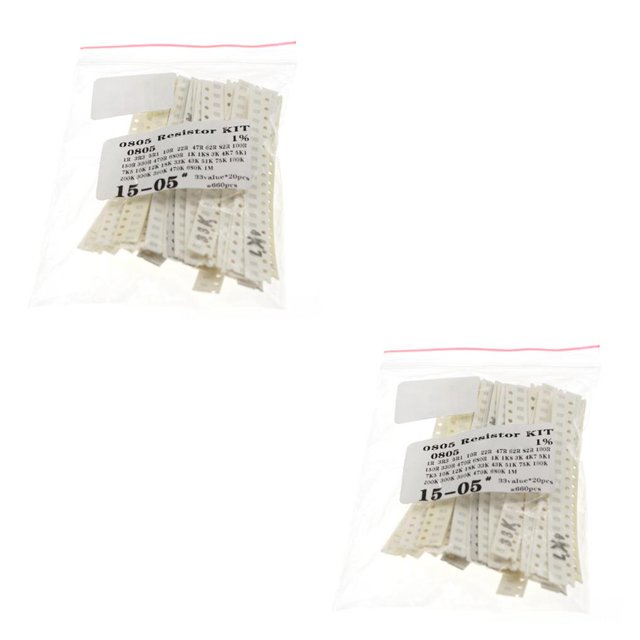 yingyy 660PCS/Bag Resistor Kit Assorted Plastic Heat-resistant Circuit Resistance Film Pack 33 Types Ohm Electrical Replacement 0805 Chip 0805 Chip 2PCS