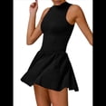 thumbnail image 3 of Vestido de Golf y Tenis para Mujer con Sujetador Incorporado, Pantalones Cortos con Cremallera, Corte Entallado, Falda Deportiva con Bolsillos Negro M, 3 of 10