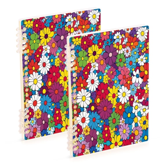 FORMRS 1-Subject Spiral Notebook 8" x 5" College Ruled 60 Refillable Sheet A5 Hard Cover, Whimsical Floral