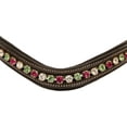 thumbnail image 2 of Exion Horse Browband For English Bridle | Curved Shape Padded Equestrian Browband For Show & Dressage | Clear, Peridot, Fuchsia Crystal Browband For Horses, 2 of 6