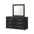 thumbnail image 4 of Modern Glamourous 6pc King Size Bed Dresser Mirror Nightstands Chest Bedroom Set Black Velvet Upholstery Furniture, 4 of 7