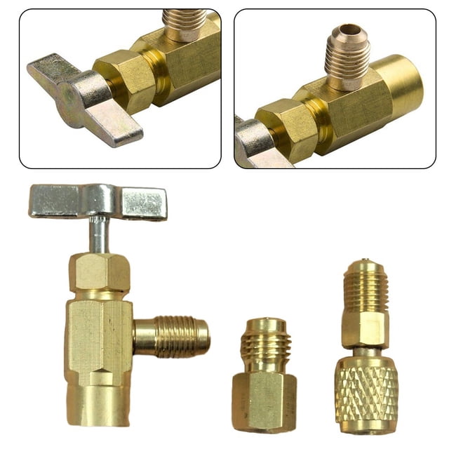 Lefu 3PC Auto-Scellage R1234yf A/C Peut Robinet 1/2" ACME LH 1/4" SAE Mâle R12 R134a