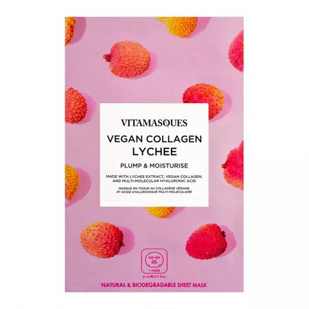 Vitamasques Biodegradable Vegan Collage Lychee Mask, Plump & Moisturise, One Sheet Mask