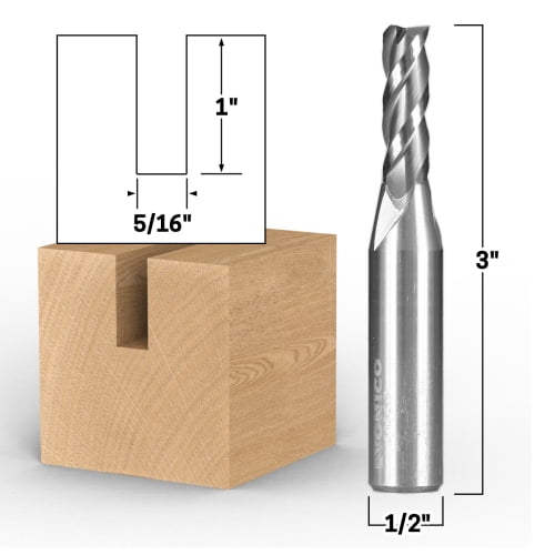 5/16" Dia. 3 Flute Upcut Spiral End Mill CNC Router Bit - 1/2" Shank - Yonico 31339