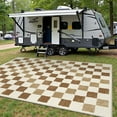 thumbnail image 4 of DEORAB Outdoor Rugs 6'X9' Chenille Patio Rug Three-Layer Material Imitation Silicone Spot Molding Camping Outside Rv Mat,BROWN & BEIGE, 4 of 7